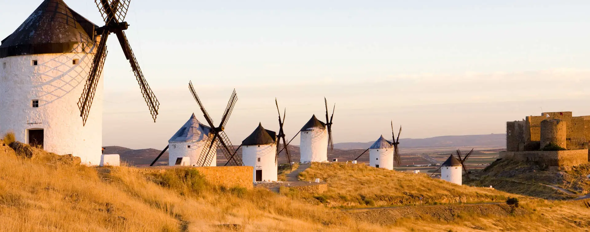 Molinos de viento y castillo de Consuegra, Provincia de Toledo, Castilla-La Mancha, España