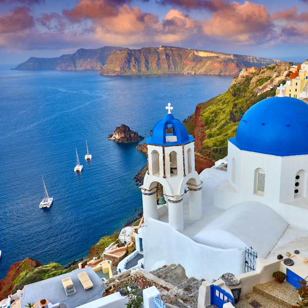 Atardecer en el mar desde el pueblo de Oia - Tour de la isla Santorini - Excursiones y Visitas guiadas Buendía Grecia
