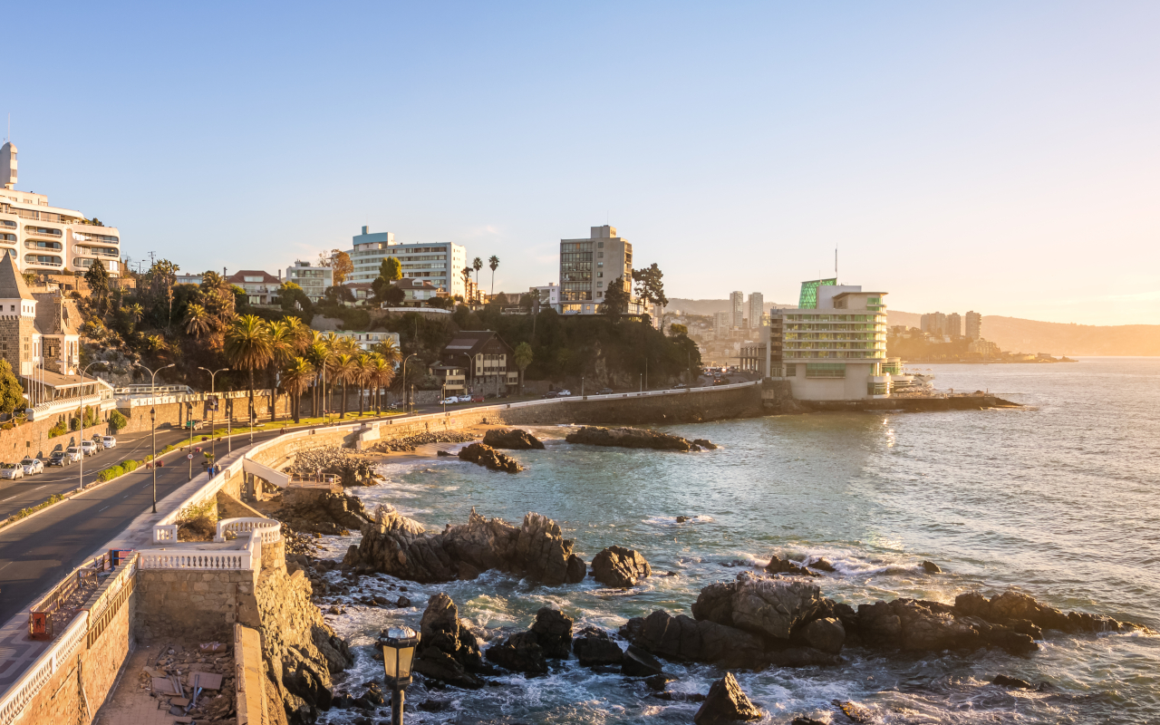 Costa de Viña del Mar, otra ciudad en Chile que mira al mar.