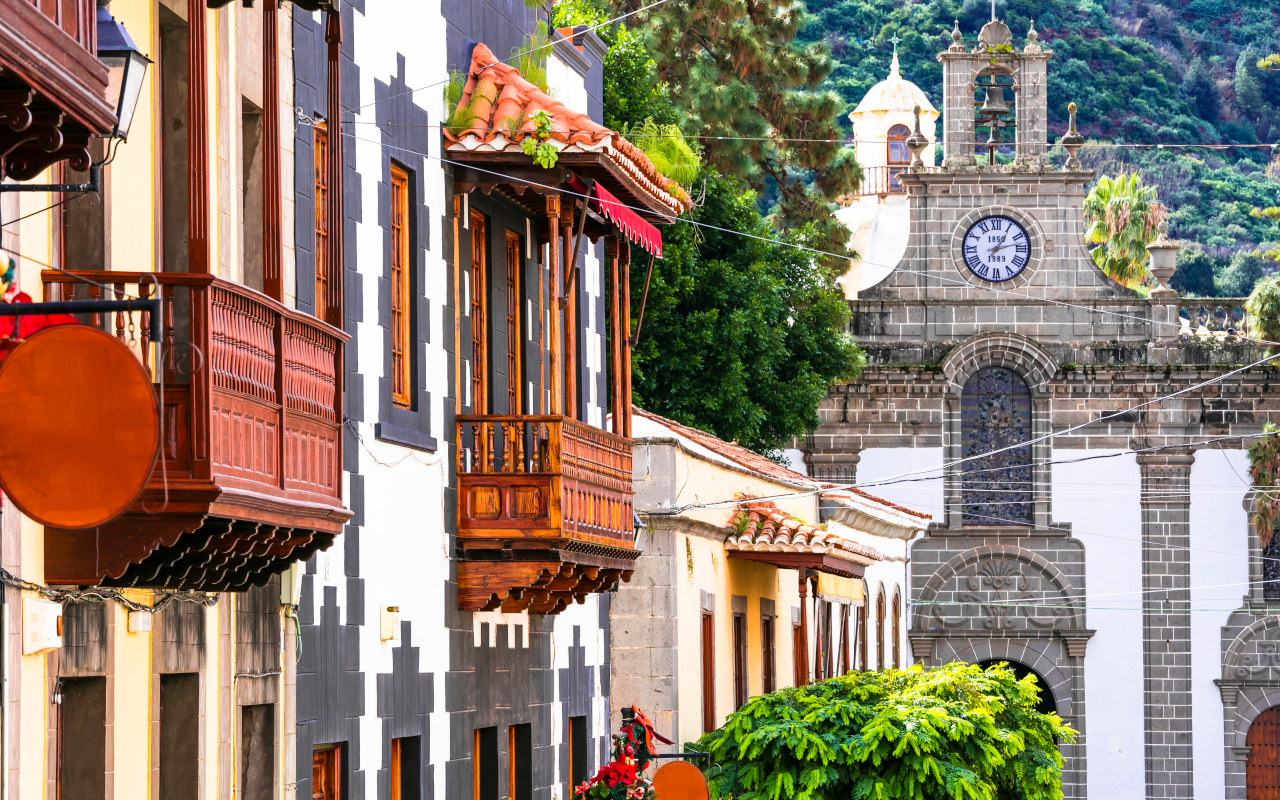 Characteristic architecture of Teror, one of the most beautiful villages of Gran Canaria.