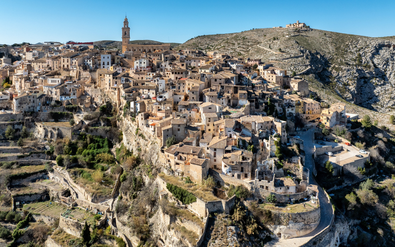 Vista aérea de Bocairent, una de las ciudades más emblemáticas de Valencia.