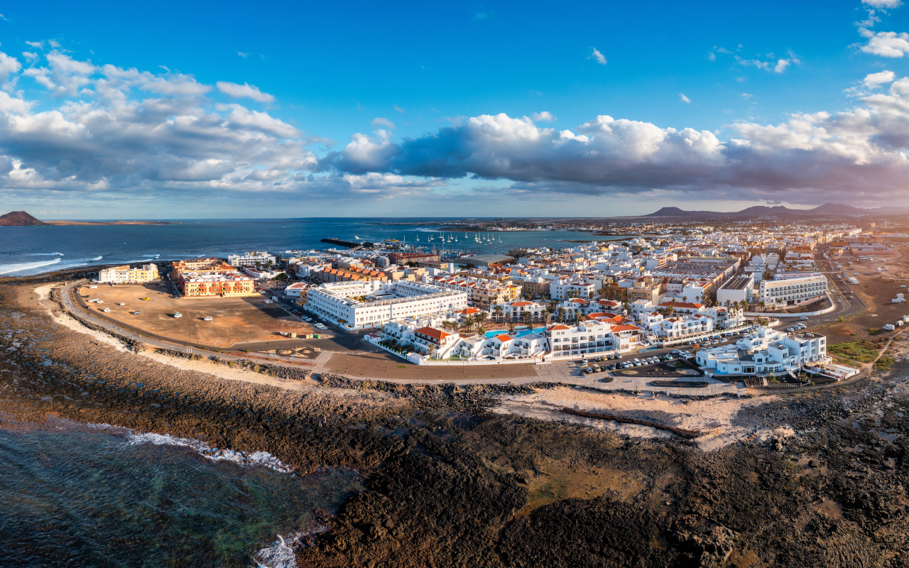 Aerial view of the municipality of Corralejo.