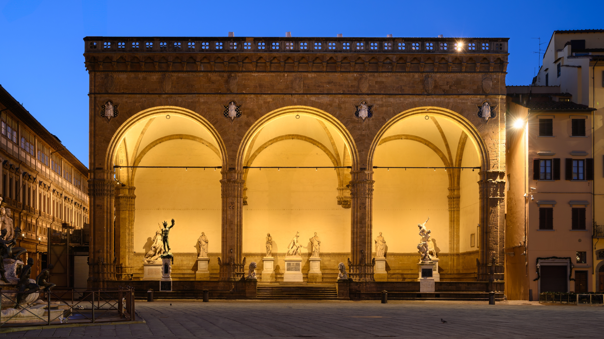 La Loggia della Signoria, también denominada como Loggia dei Lanzi, Florencia
