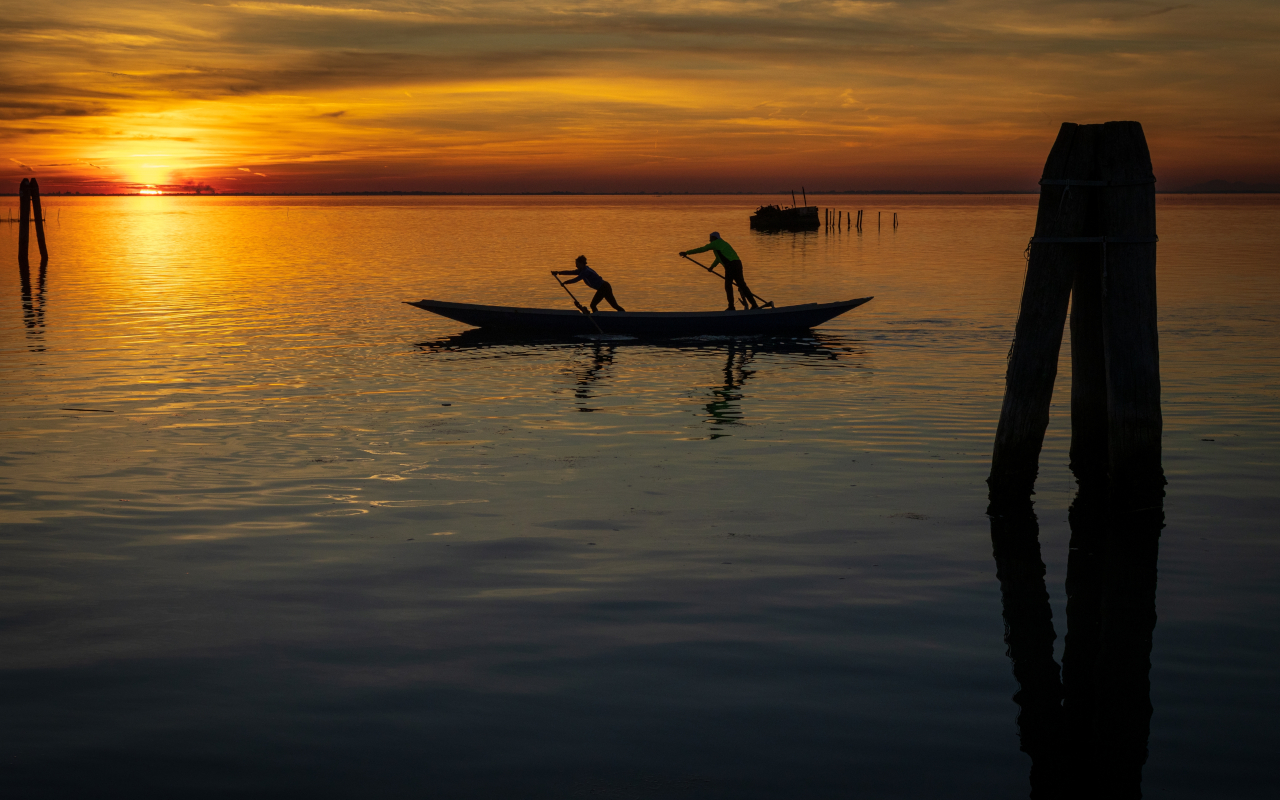La isla Pallestrina al atardecer en Venecia