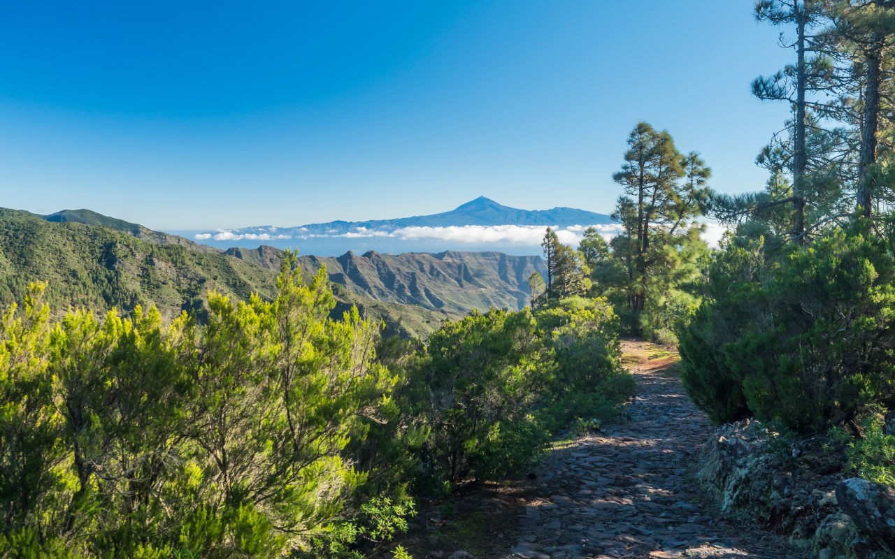 Vista panorámica con el pico del Teide al final de la imagen, Tenerife
