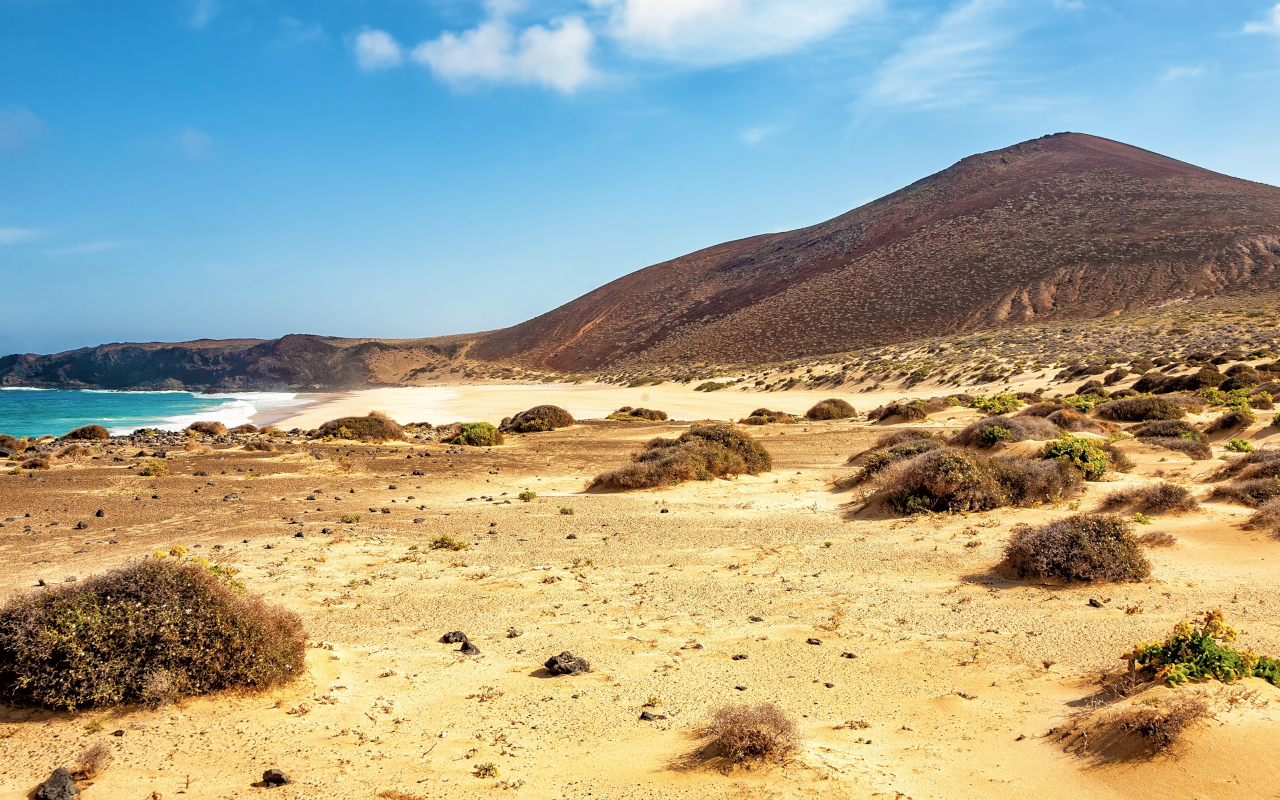 Playa de arena dorada en la Isla Graciosa.
