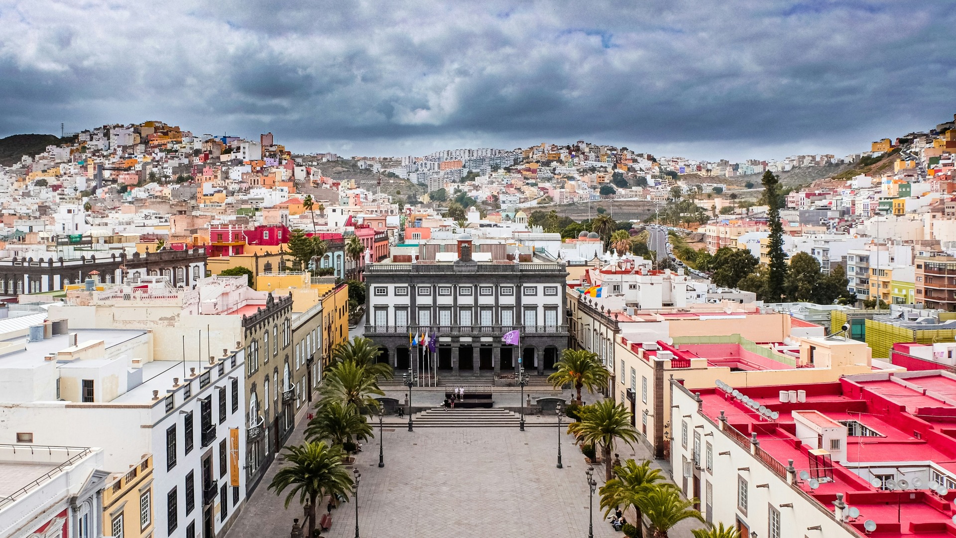 Vista aérea de la Plaza de Santa Ana y las Casas Consistoriales, Las Palmas.
