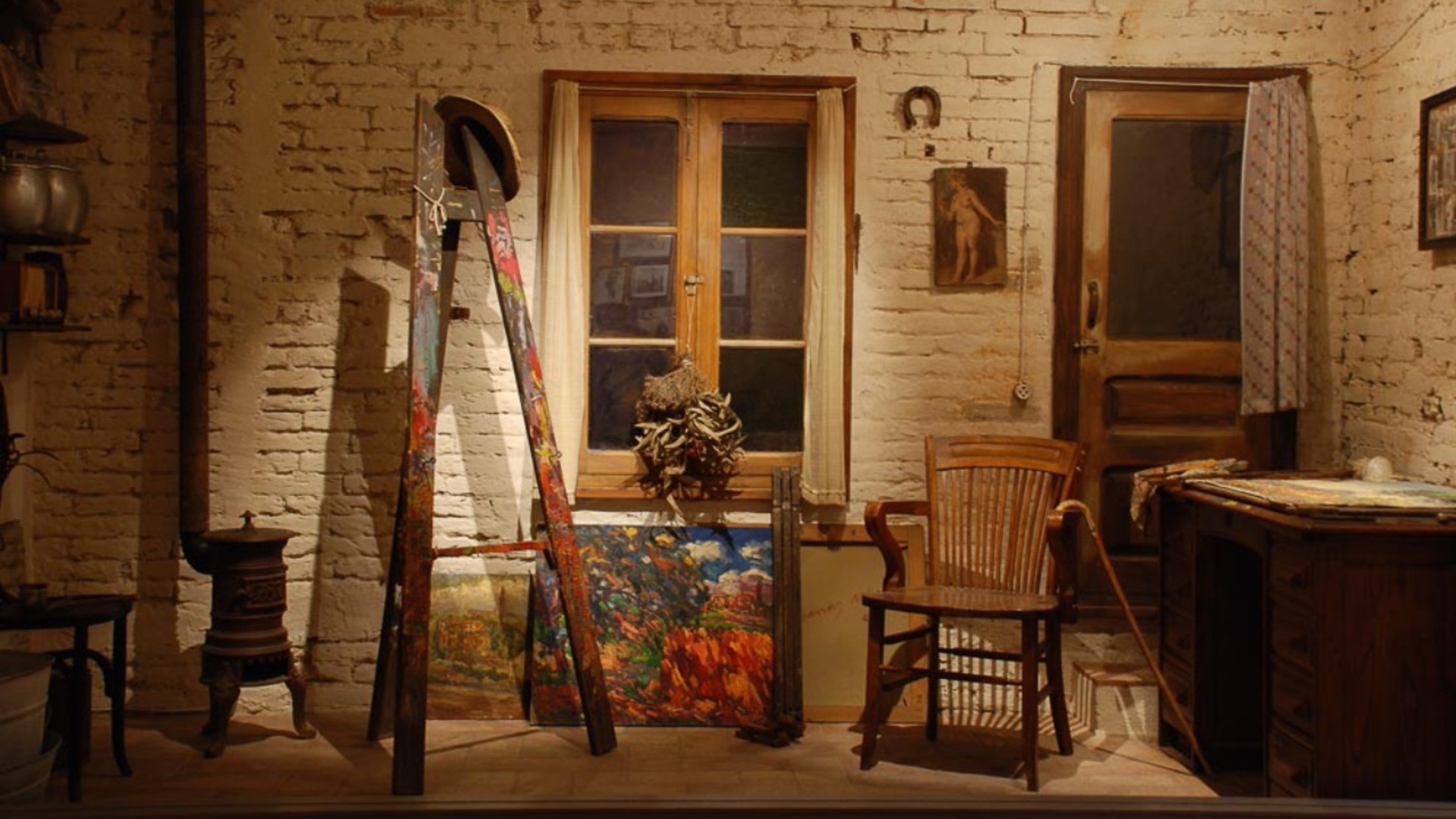 Recreación de un taller de pintura antiguo en la Casa Museo Cal Gerrer.