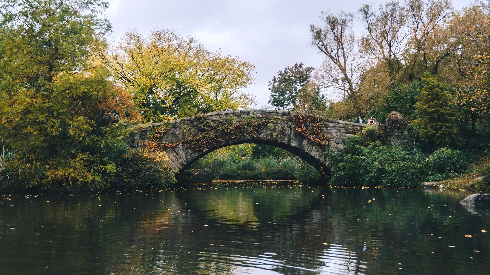 Puente Gapstow sobre el lago en Central Park, Nueva York, Estados Unidos