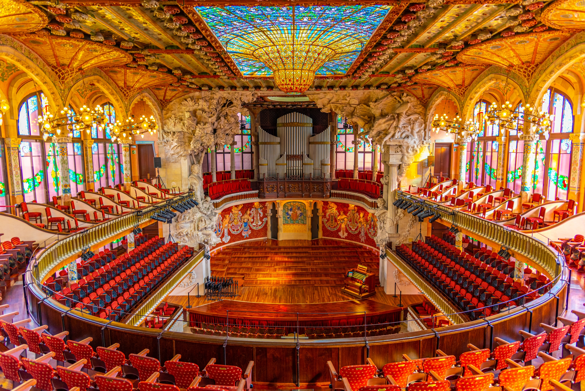 Interior del Palau de la Música Catalana, Barrio de El Born, Barcelona