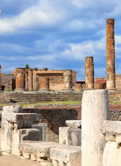 Detalle del parque arqueológico de Pompeya en Italia.