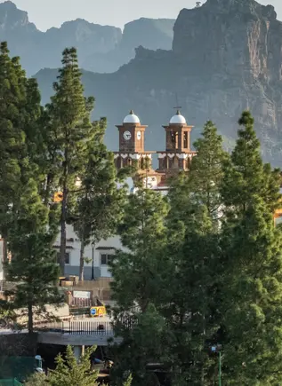 General view of the buildings and vegetation of Artenara.