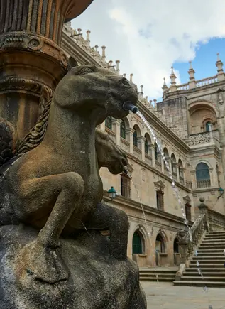 Fuente de los Caballos en la plaza Platerías, Santiago de Compostela