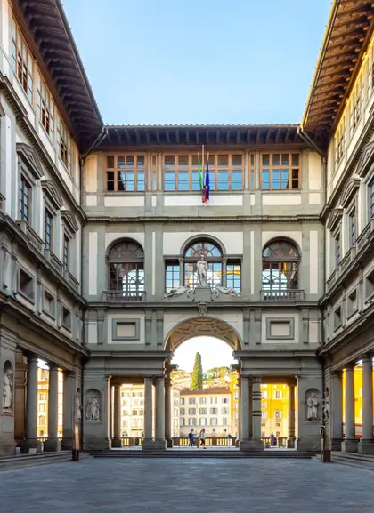 Vista general de la Galería Uffizi, uno de los museos más emblemáticos de Florencia.