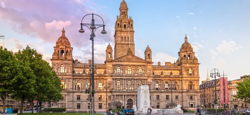 George Square, donde se sitúa el ayuntamiento de Glasgow