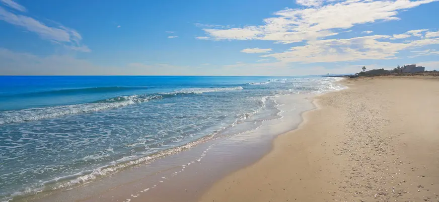 Playa de El Saler es una extensa playa de arena fina con dunas y vegetación mediterránea.