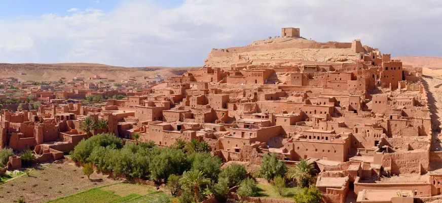 Vista panorámica de la Kasbah de Ait Ben Haddou en Marruecos