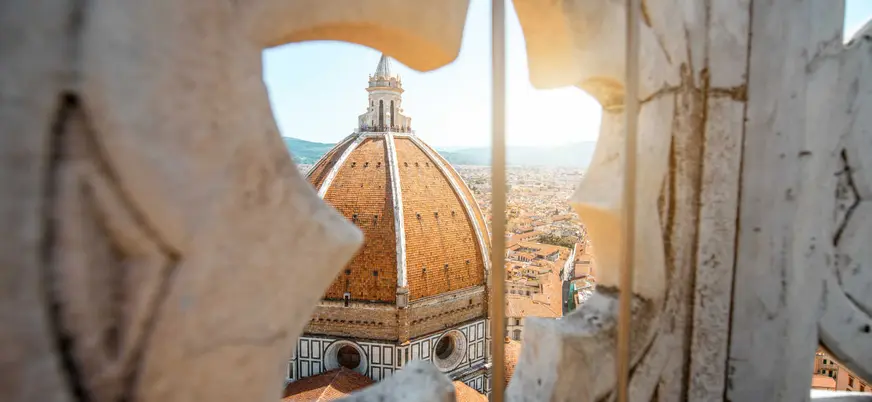 Vista de la cúpula del Duomo de Florencia desde el campanario de Giotto.
