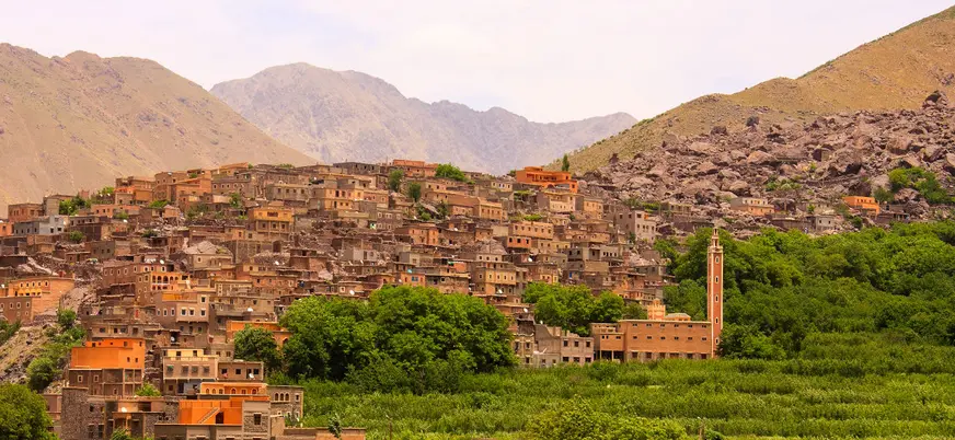 Kasbah y pueblo de Imlil en el Atlas marroquí