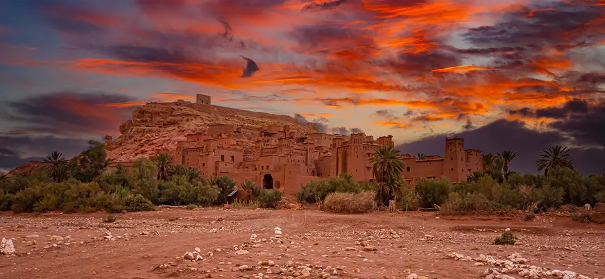 Kasbah de Ait Ben Haddou al atardecer en Ouarzazate