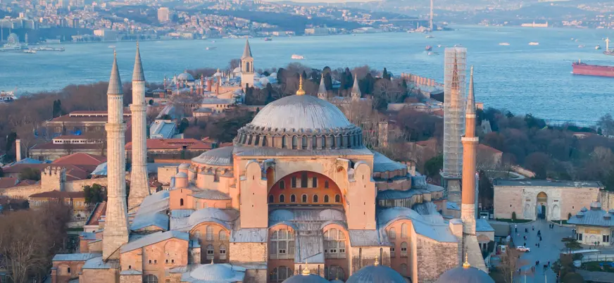 Vista aérea de Santa Sofía en Estambul, Turquía