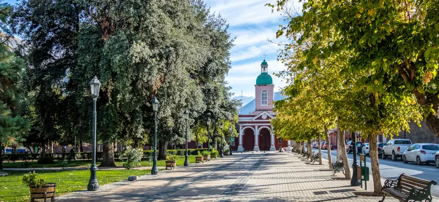 La plaza de San José de Maipo, uno de los lugares de reunión de esta localidad.