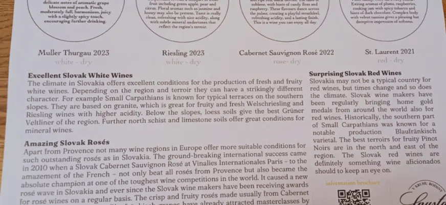 Información adicional sobre las propiedades de cada degustación.