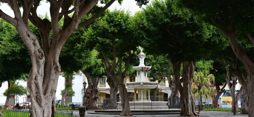 El centro de la Plaza del Adelantado, punto inicial del free tour misterioso.