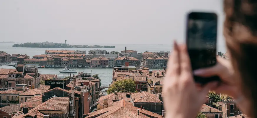 Vista desde las alturas en uno de los tejados de Venecia.