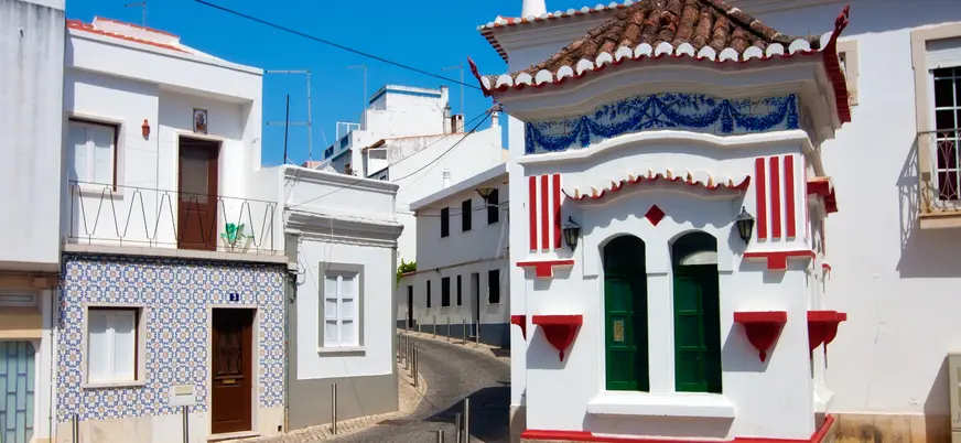 Colorfully decorated houses in the city of Lagos.