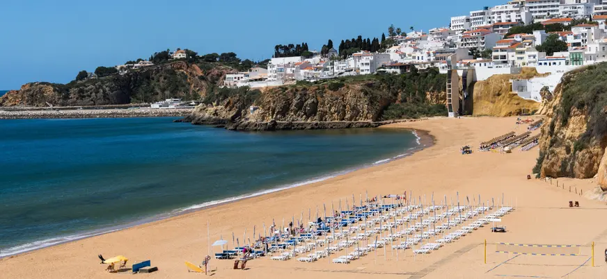 Peneco beach offers unique views of Albufeira.