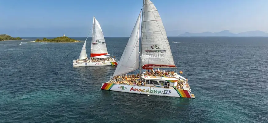 Varios barcos flotando en las tranquilas aguas del mar, creando un paisaje marítimo sereno.