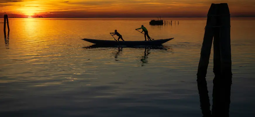 La isla Pallestrina al atardecer en Venecia