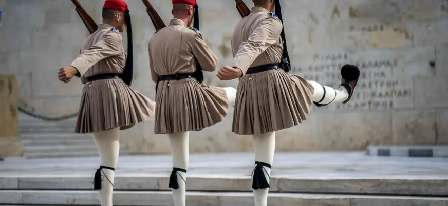 Cambio de guardia en el Parlamento de Atenas, Grecia