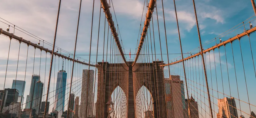 Puente de Brooklyn desde la pasarela, Nueva York, Estados Unidos