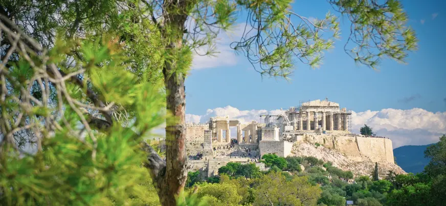 Vista de la Acrópolis de Atenas y el Partenón, Atenas, Grecia