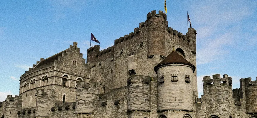 Vista del castillo medieval de Gante, Bélgica
