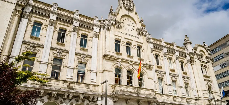 Fachada de la Casa Consistorial en la ciudad de Santander