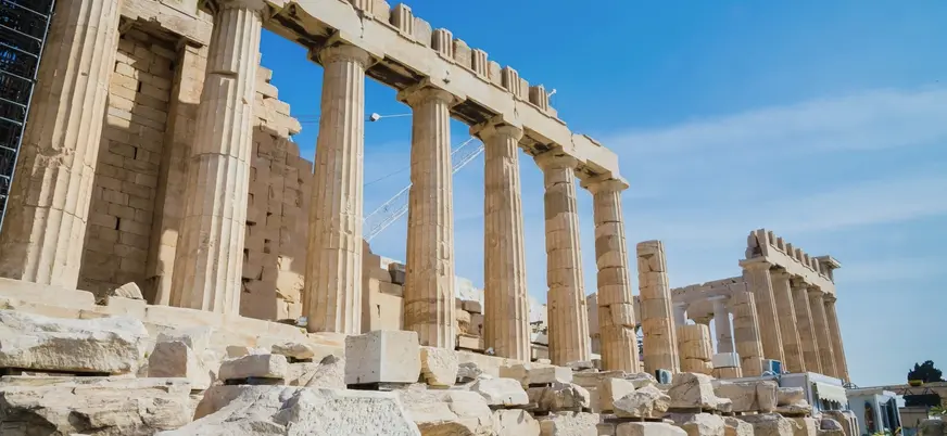 Columnas del Partenón en la Acrópolis de Atenas, Grecia