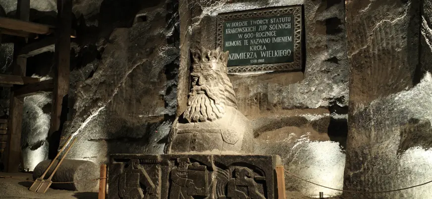 Busto de sal del rey Casimiro el Grande en las Minas de Sal de Wieliczka