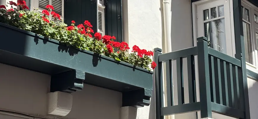 balcones con flores tradicionales san juan de luz francia