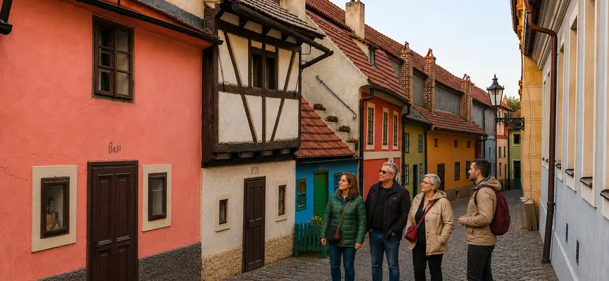 Turistas en el Callejón del Oro del Castillo de Praga
