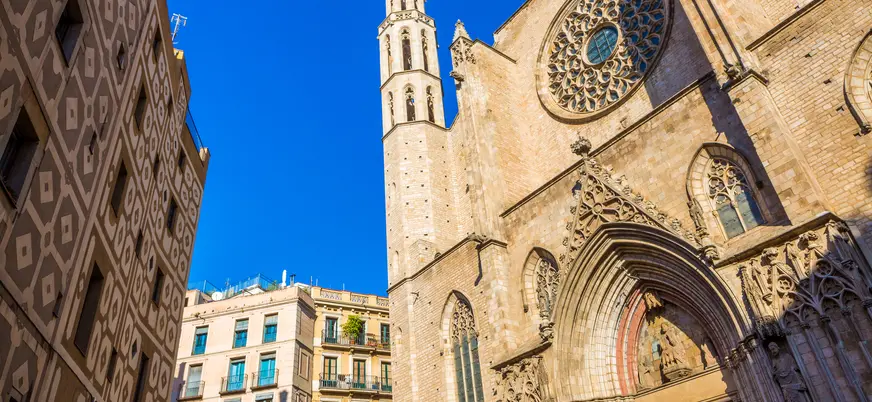 Exterior de la basílica de Santa María del Mar en Barcelona