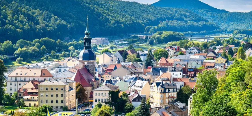 perspectiva de Bad Schandau histórica torre, Sajonia, Alemania