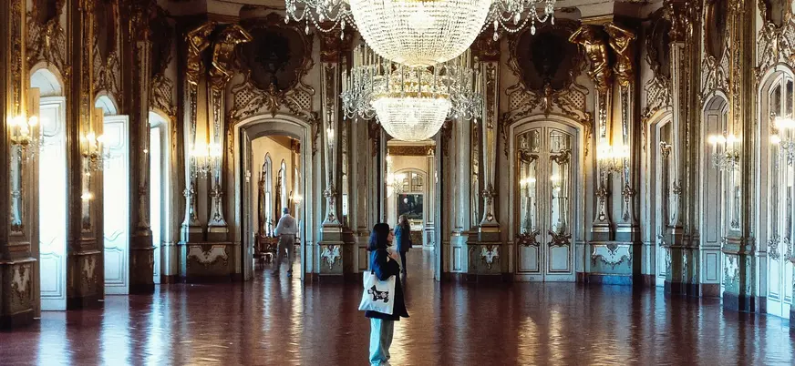 Salón interior del Palacio Nacional de Queluz, cerca de Sintra, Portugal
