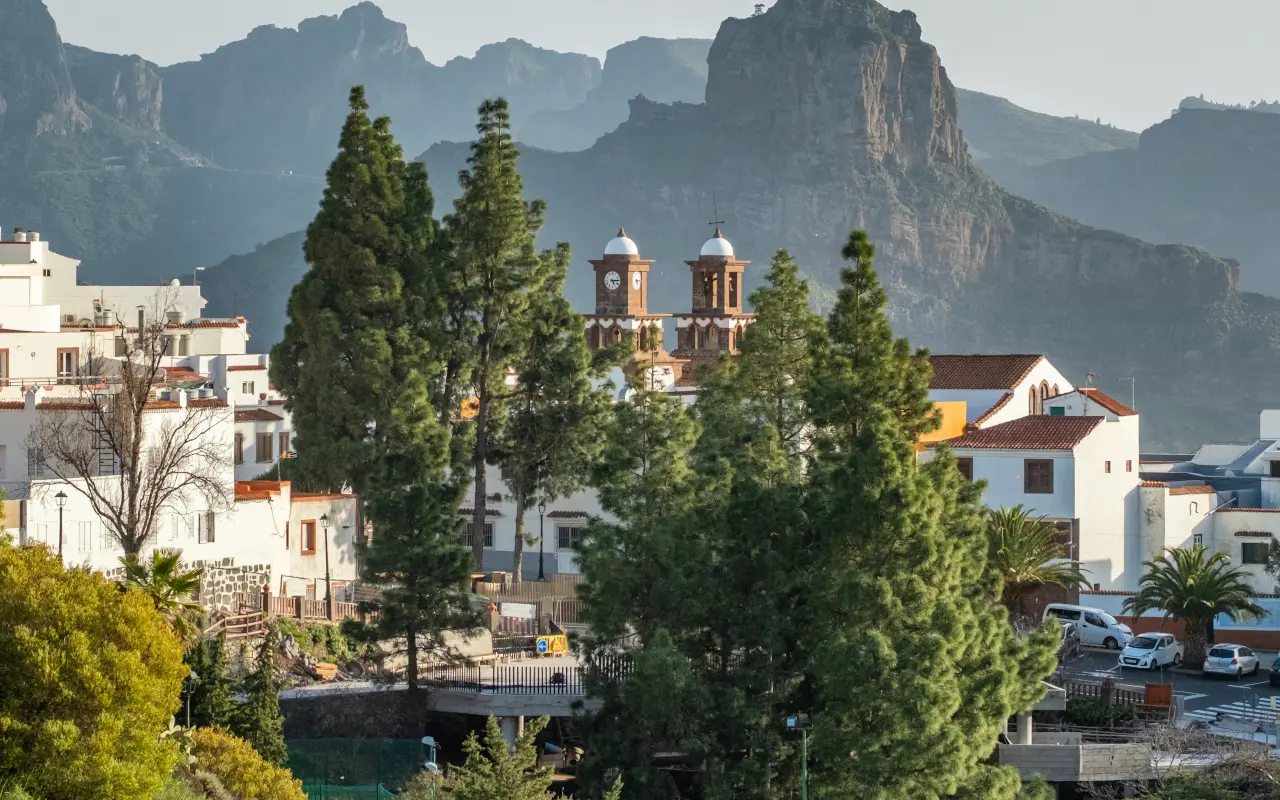 General view of the buildings and vegetation of Artenara.