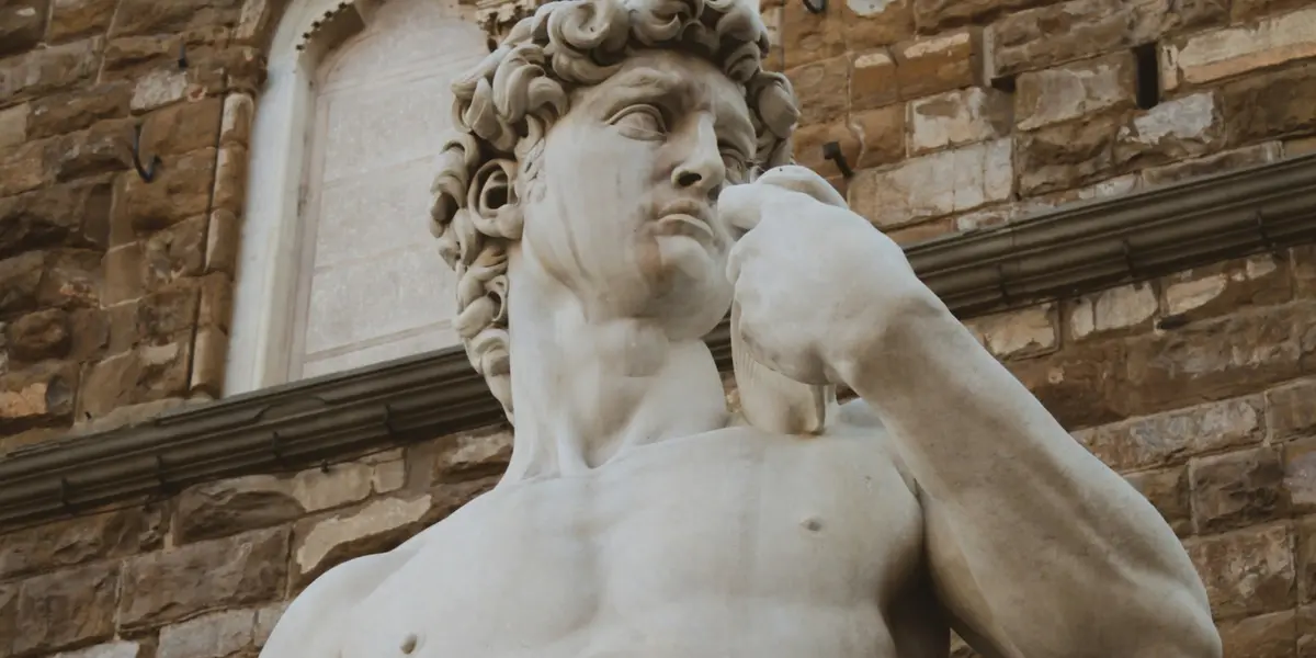 Detalle de la escultura de David de Miguel Angel ubicada en la Piazza della Signoria