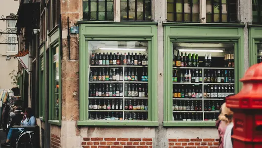 Escaparate de una cervecería en Gante