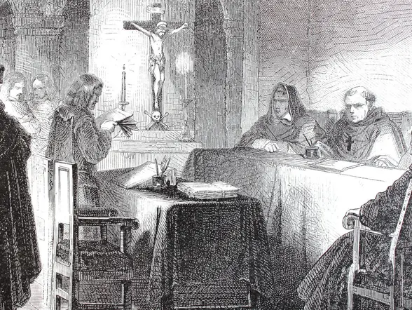 Imágenes que ilustran algunas escenas que dan contexto a la época de la Inquisición española.