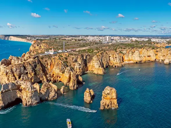 Aerial views of the rocks of Ponta Piedad.
